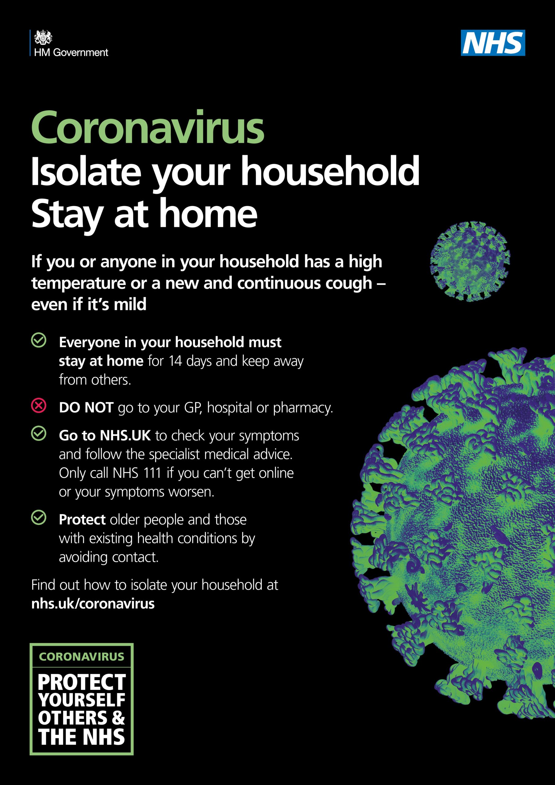 Coronavirus. Isolate your household! Stay at home!